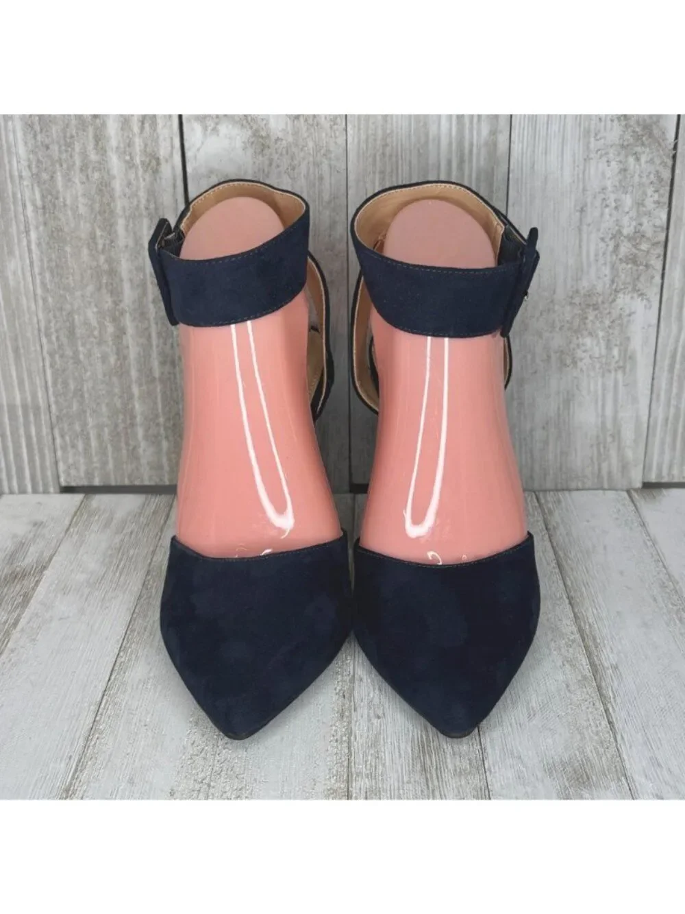 CATO Ankle Strap Heels Blue Faux Suede Size 8 M